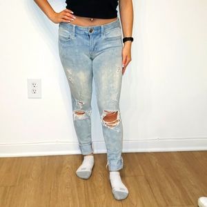AE Light Wash Distressed Skinny Jeans Jeggings Size 0 Short